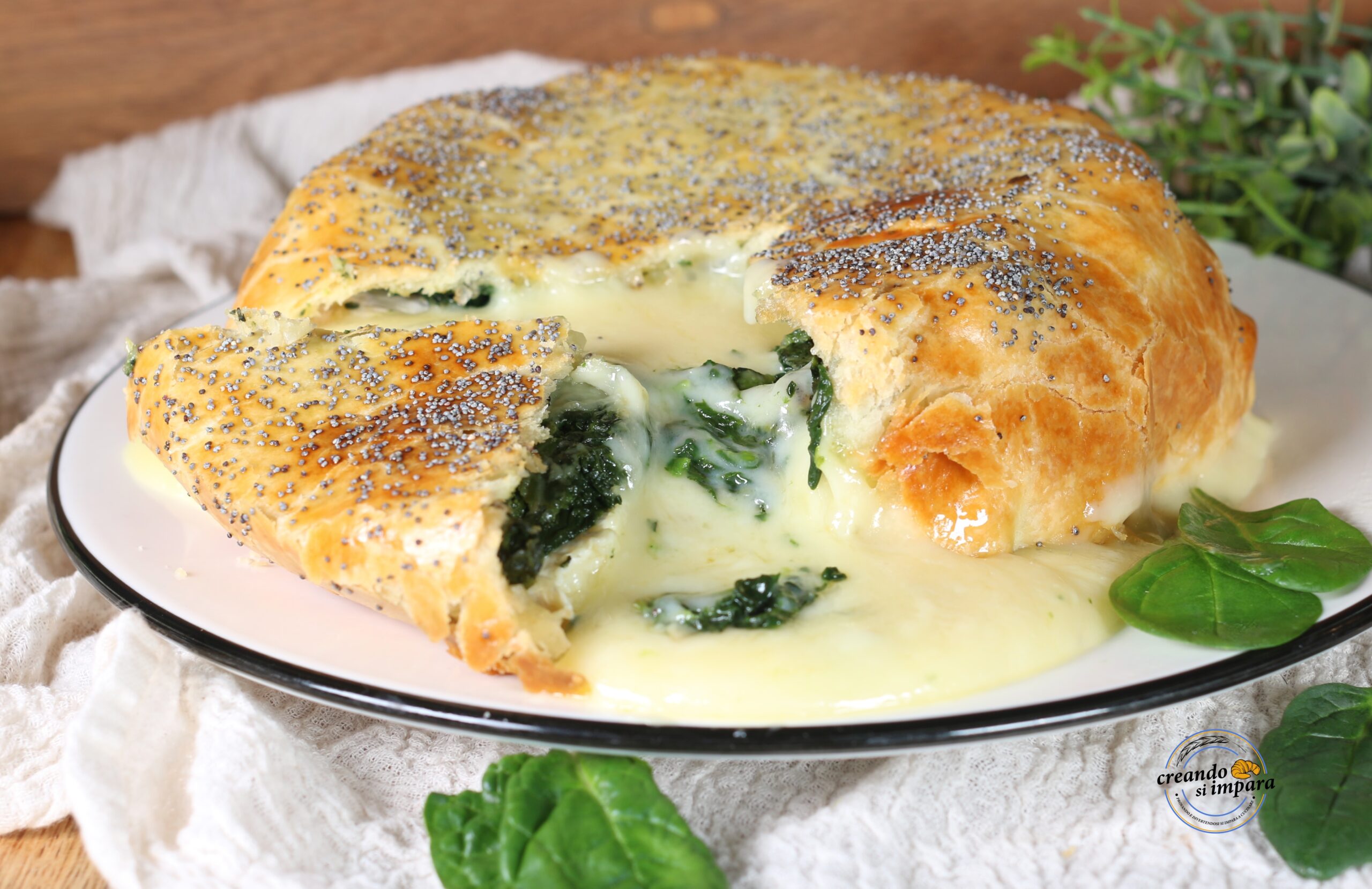 Brie in korst met spinazie