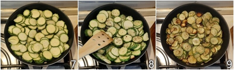 c. courgettes in de pan bakken