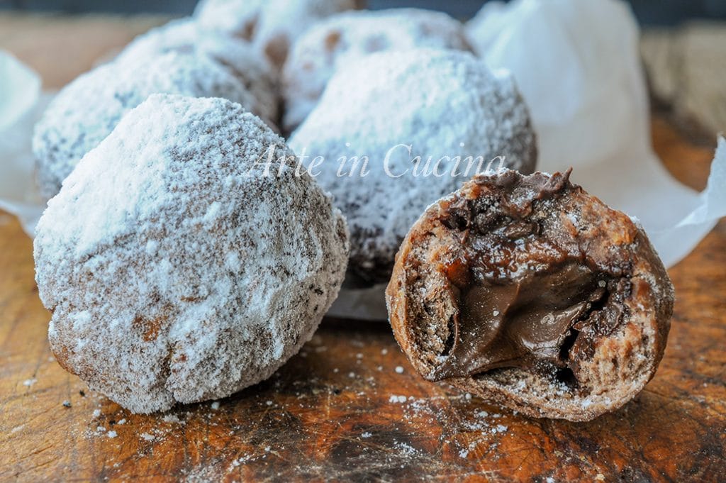 Castagnole met Nutella en chocolade zonder boter snel vickyart kunst in de keuken