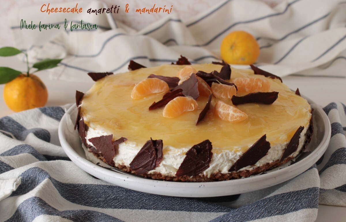 Mandarijnen en amandelkoekjes cheesecake