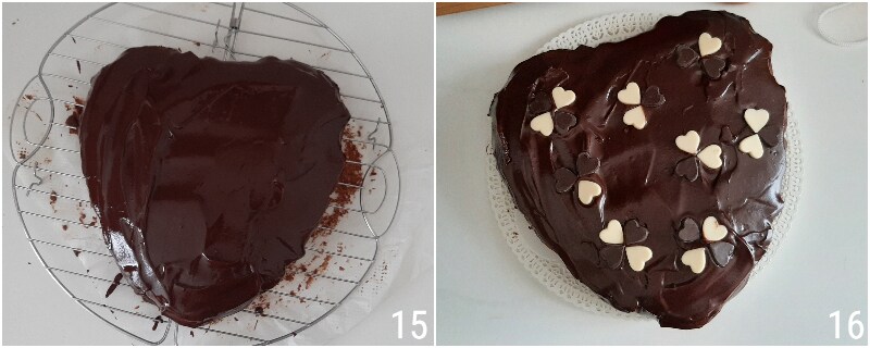 chocoladeharttaart met glazuur en hartjes met veel pure chocolade recept om paaseieren te gebruiken il chicco di mais 4 glazuren