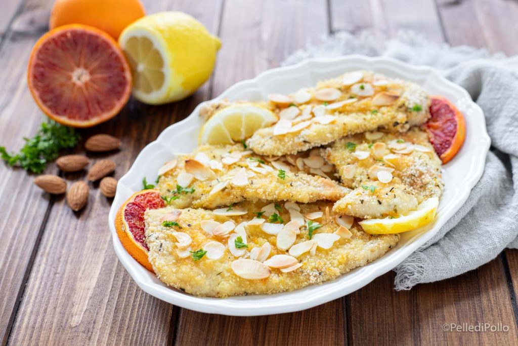 citrus kipreepjes en amandelen