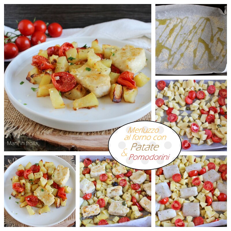 Kabeljauw uit de oven met aardappelen en cherrytomaatjes