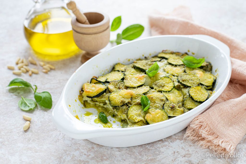 courgettetaartje met pesto en provola