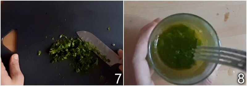 d. een saus bereiden voor het marineren van de gegrilde venkel