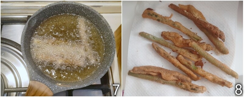 d. laat de asperges uitlekken en drogen