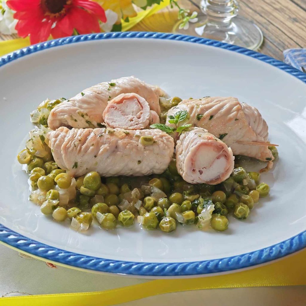 Kalkoenrolletjes met erwten