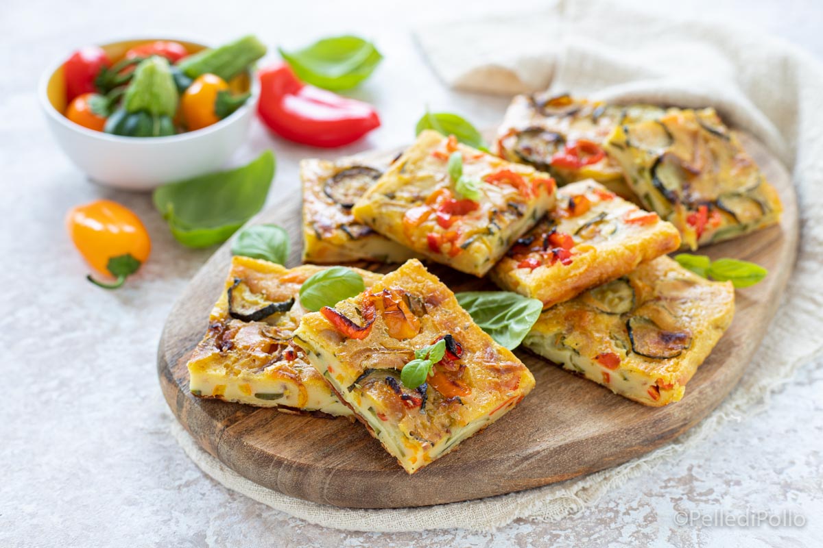 Focaccia met groenten en kikkererwtenmeel