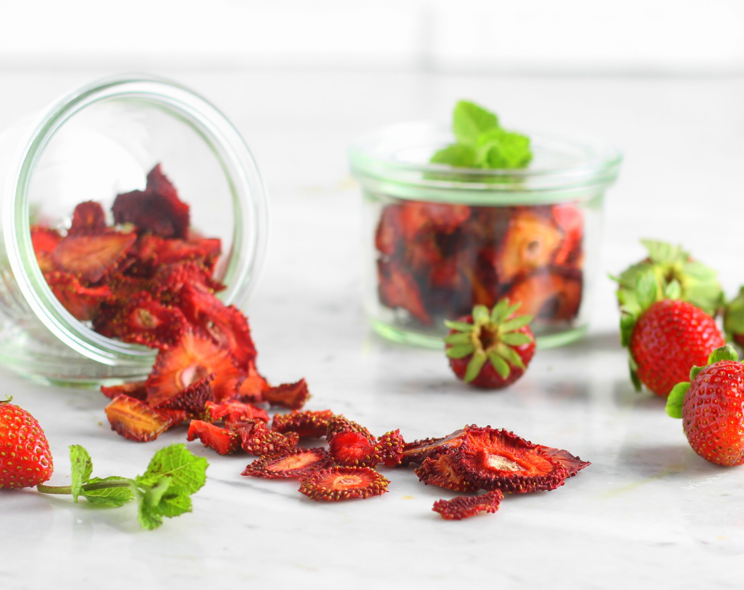 Verse gedroogde aardbeien