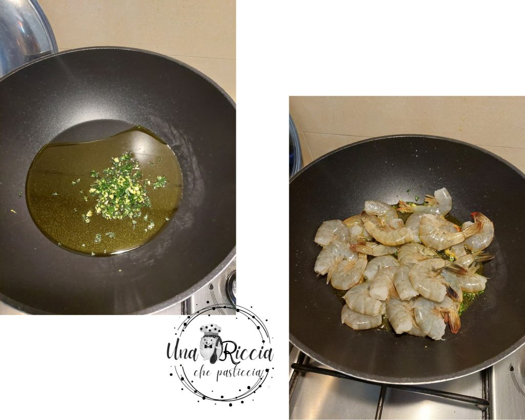 cottura-mazzancolle-pasta-venere-asparagi-mazzancolle