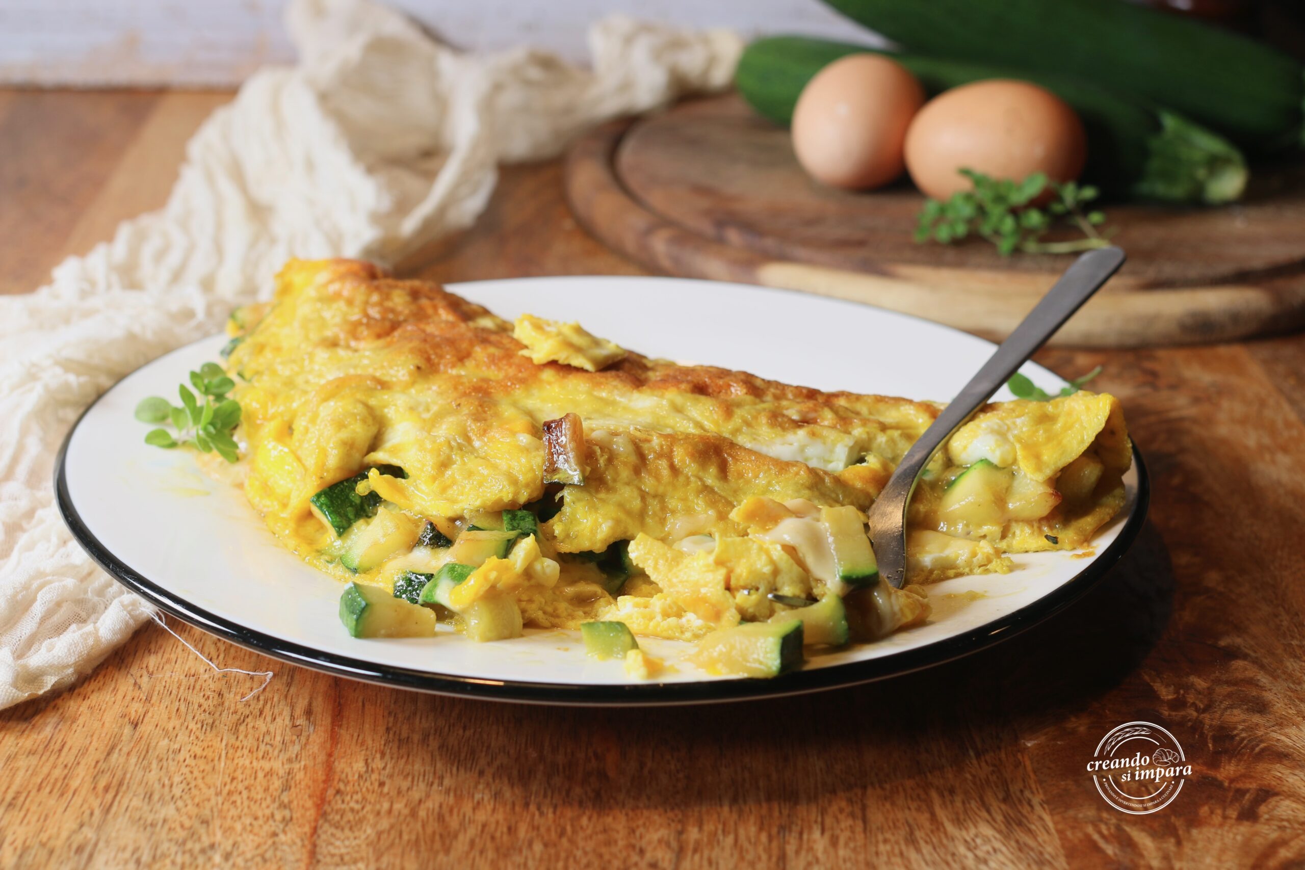 Gevouwen frittata met courgette en kaas