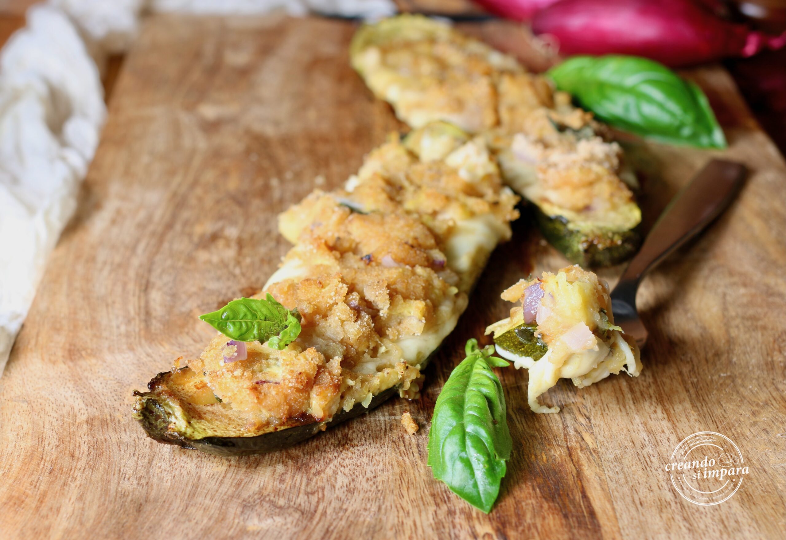 Gevulde courgettes met kruimels