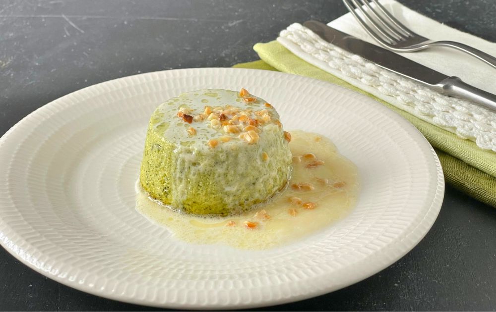 Groentetaartje met fondue van Parmigiano Reggiano