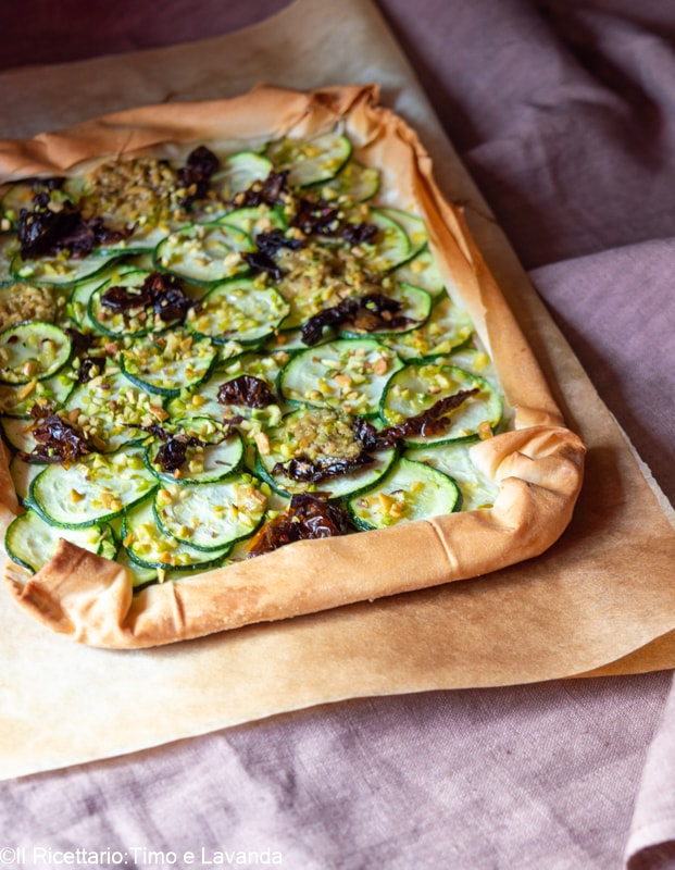 hartige taart met courgette en filodeeg
