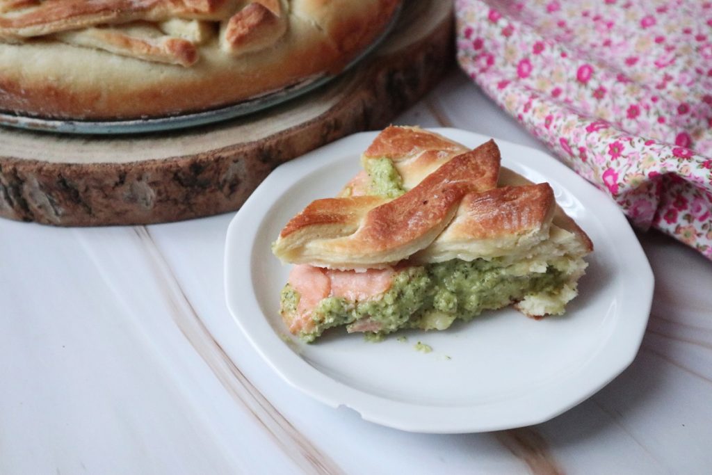 hartige taart met courgettecrème en zalm