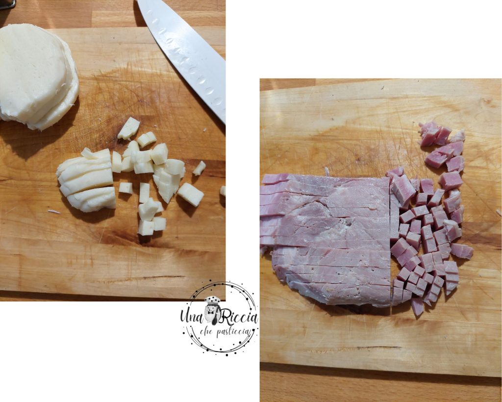 het snijden van de ingrediënten voor de rustieke taart