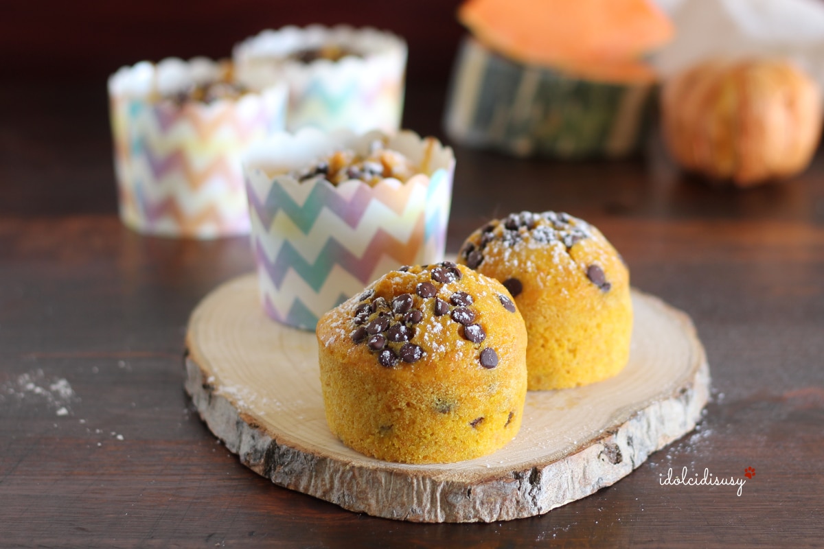 Pompoenmuffins met chocoladestukjes