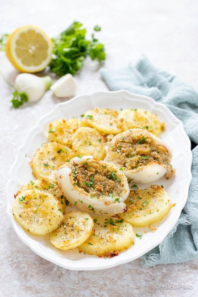 inktvis met aardappelen uit de oven