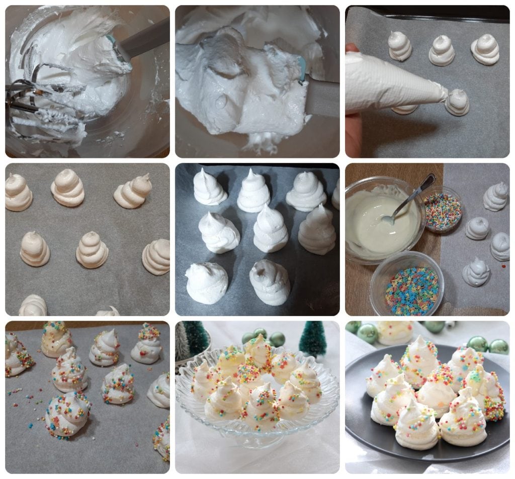 Kerstboomschuimpjes van meringue