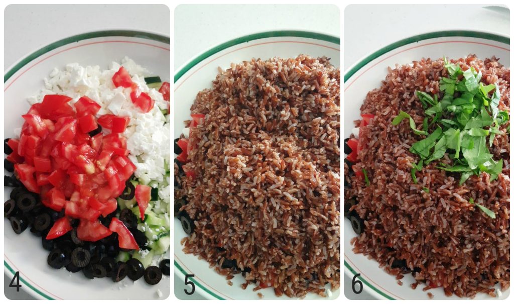 griekse rode rijstsalade