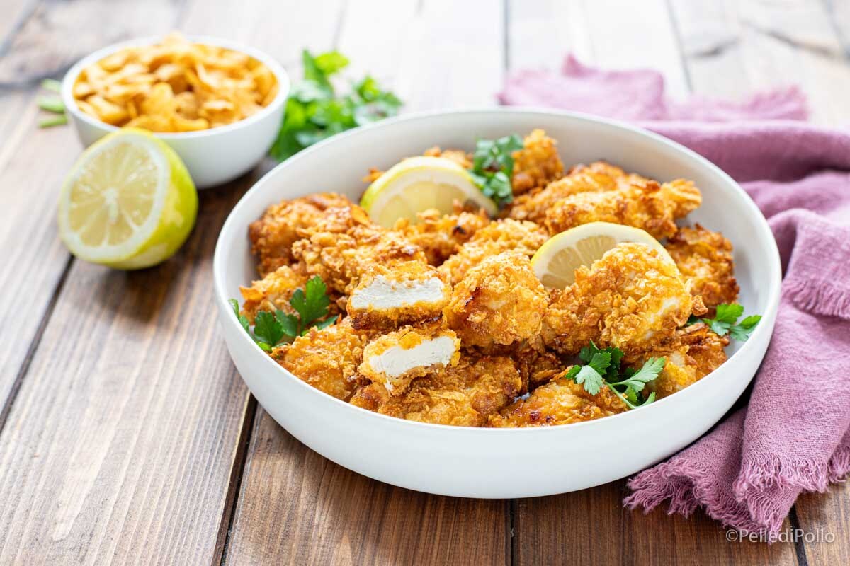 Kipstukjes met cornflakes