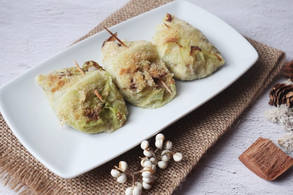 Koolrolletjes met gevulde rijst