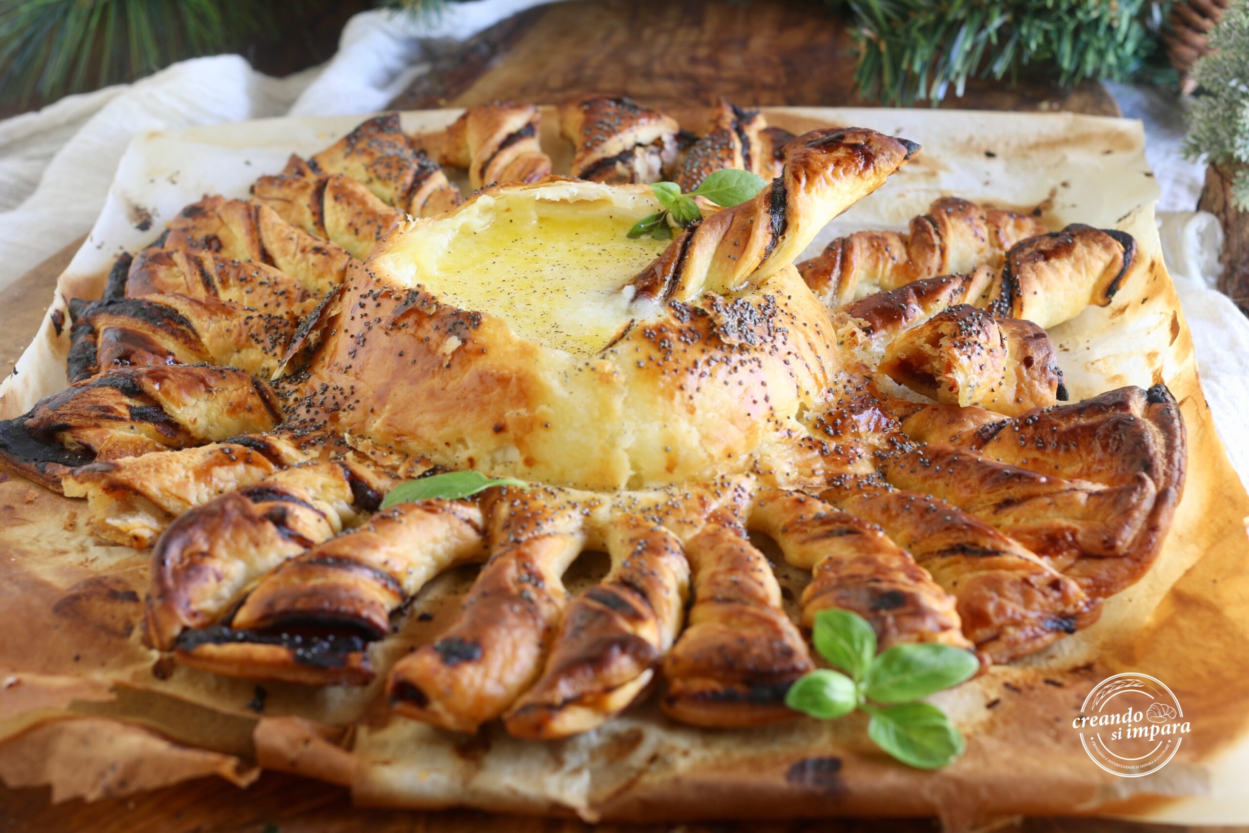 Kroon van bladerdeeg met brie