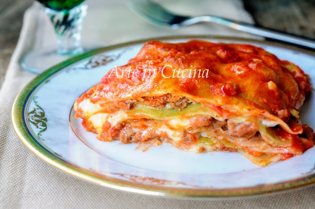 Bolognese lasagne met groene vel vickyart kunst in de keuken