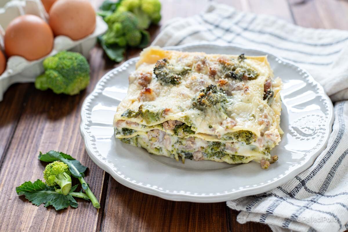 Lasagne met broccoli en worst
