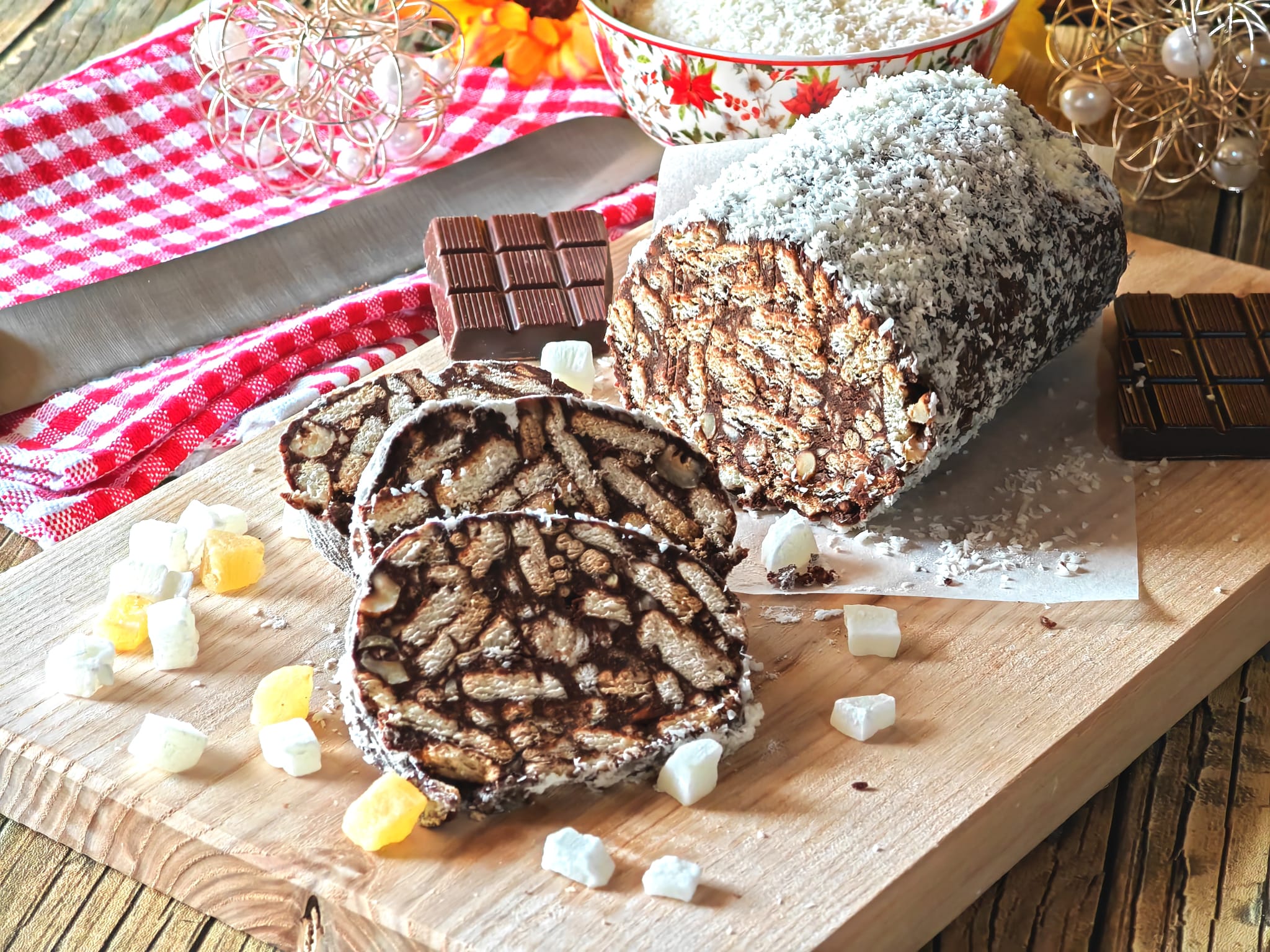 Chocolade- en koksalami