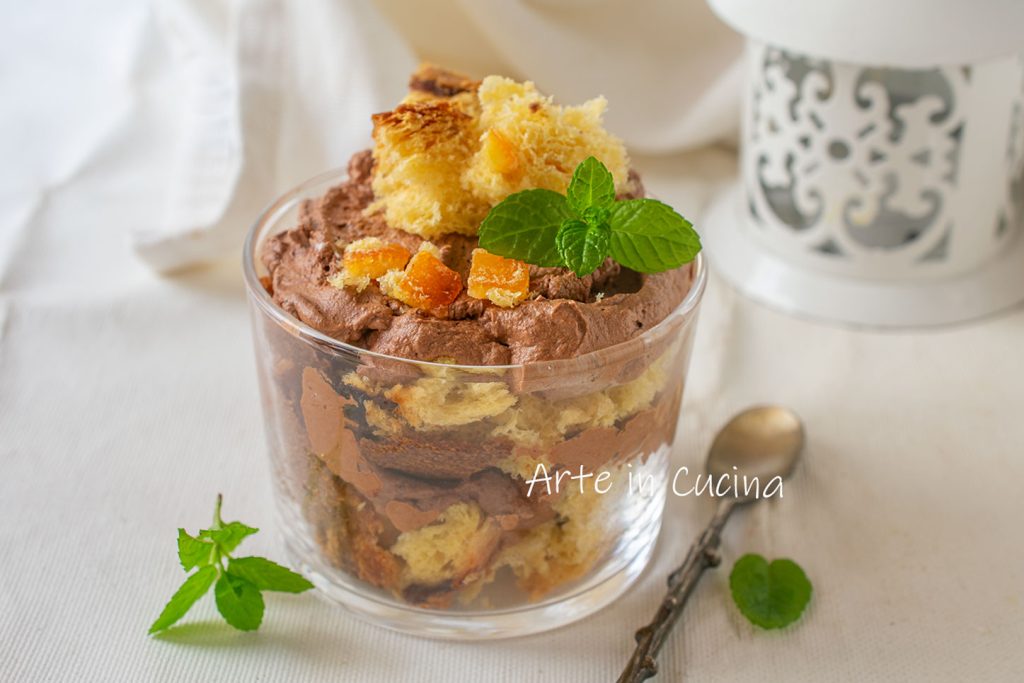 Tiramisù van panettone met chocolade enkel portie