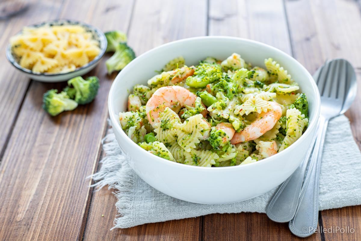 Pasta met garnalen en broccoli