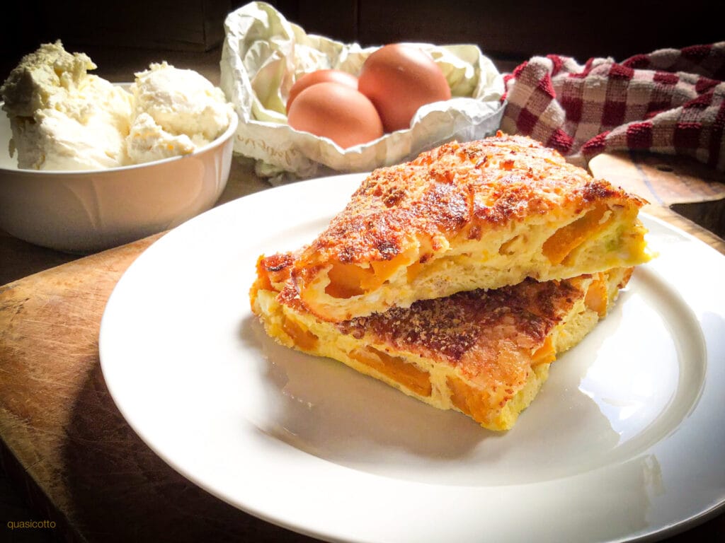 Pompoen en ricotta flan in een airfryer