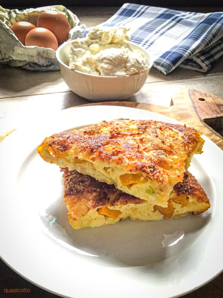 Pompoen en ricotta flan in een airfryer
