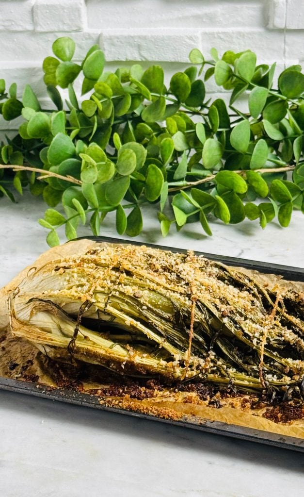 Puntarelle uit de oven met ansjovis en knoflook