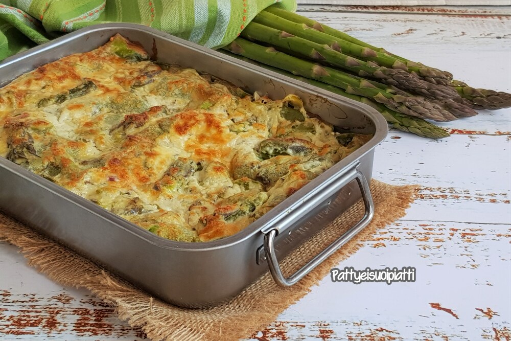 groene lasagne uit de oven met asperges