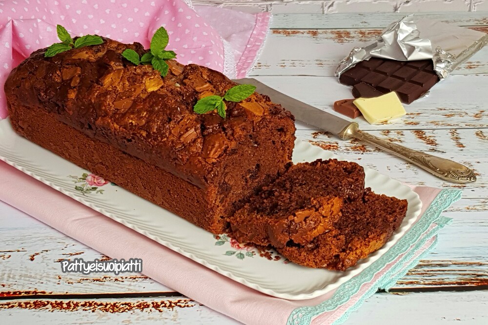 plumcake met drie soorten chocolade