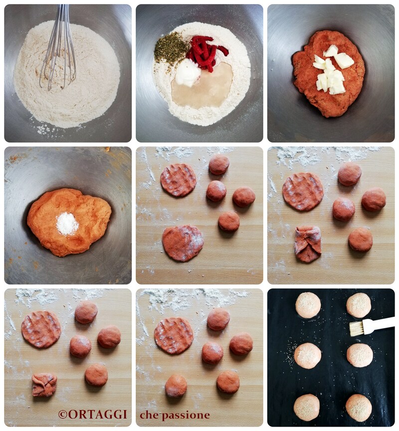 Recept stap voor stap - rode pizza broodjes