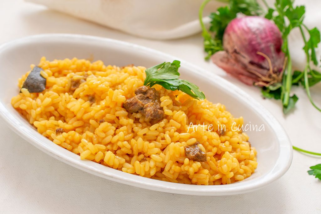 Risotto met vlees en saffraan, makkelijk hoofdgerecht