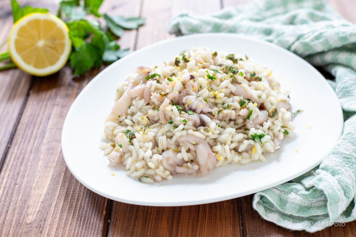 Risotto met inktvis, citroen en peterselie