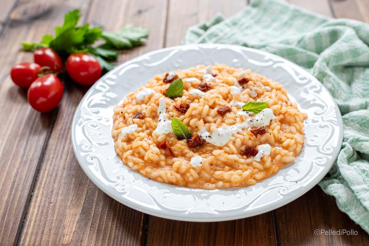 Risotto met tomaat en stracciatella