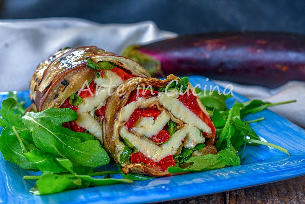 Rol van aubergines op caprese koude tweede