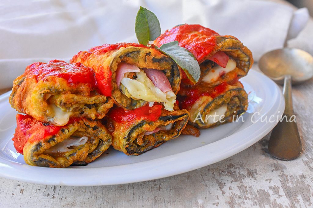 Rolletjes van aubergine parmigiana