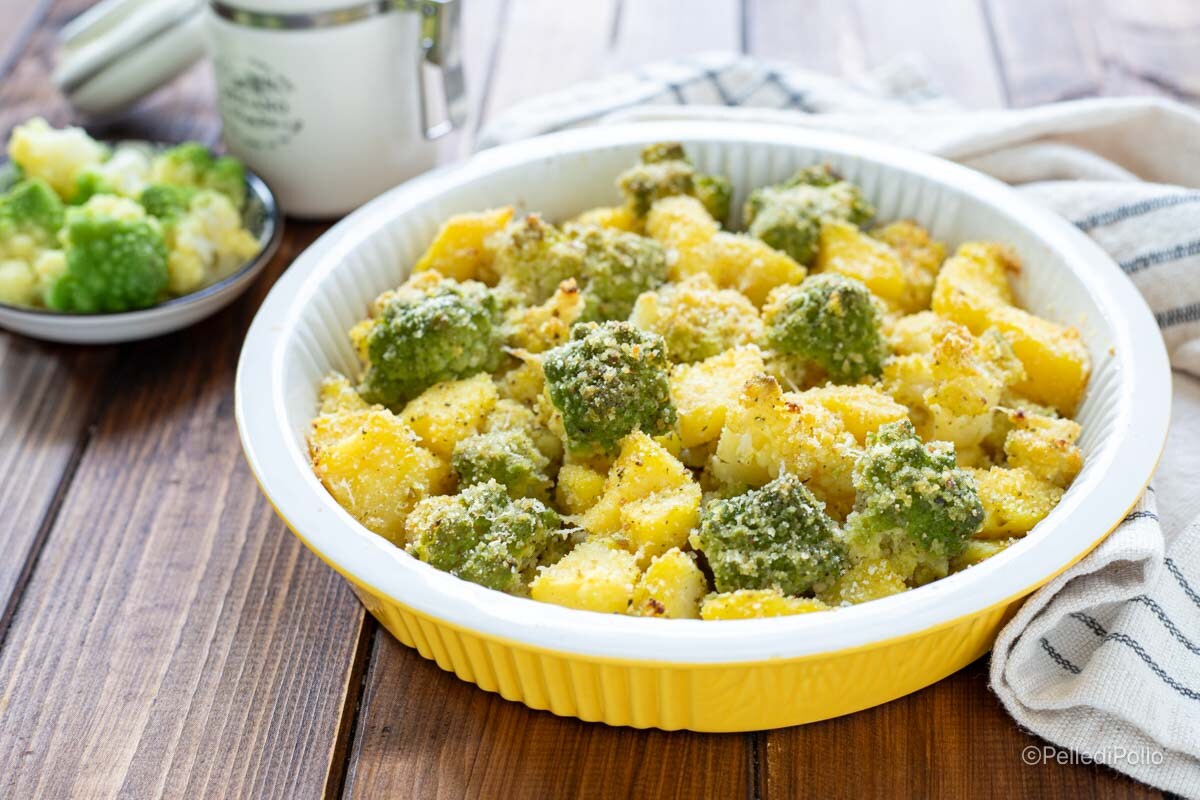 Geroosterde romanesco en aardappelen gratin