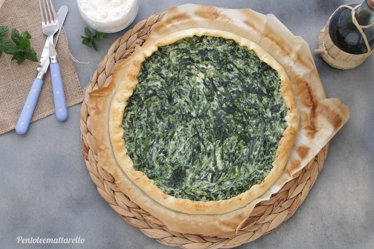 Hartige taart met spinazie en ricotta