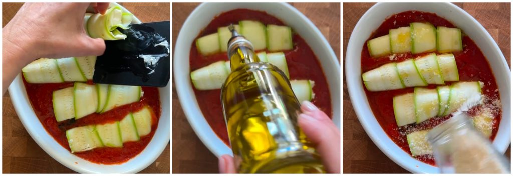 courgetterolletjes in tomatensaus in de magnetron