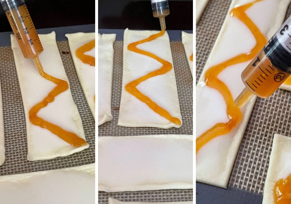 stappen glazige bladerdeegkoekjes