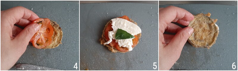 torens van aubergines gevuld met tomaat en mozzarella club sandwich van aubergines 2 lagen vormen