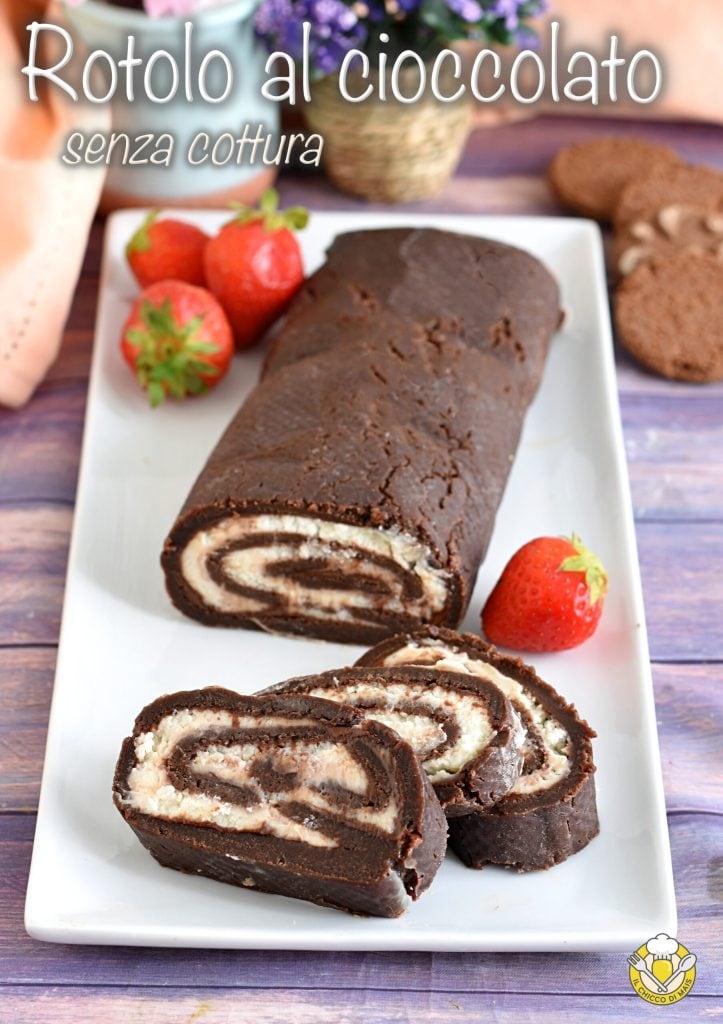v_ chocoladerol zonder bakken gevuld met Nutella en mascarpone zomers dessert recept met gemalen chocolade koekjes il chicco di mais