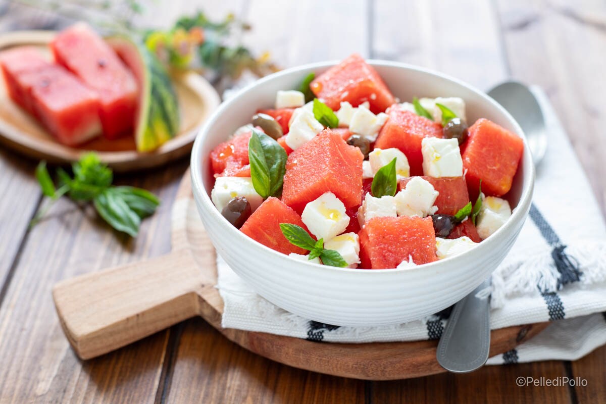 Watermeloen en feta salade